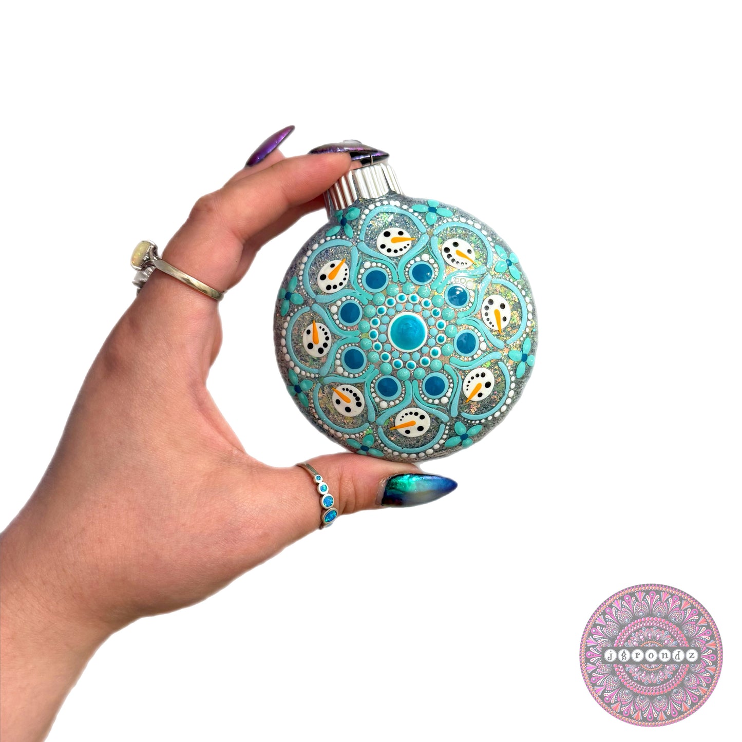 3” Snowman Mandala Glitter Ornament