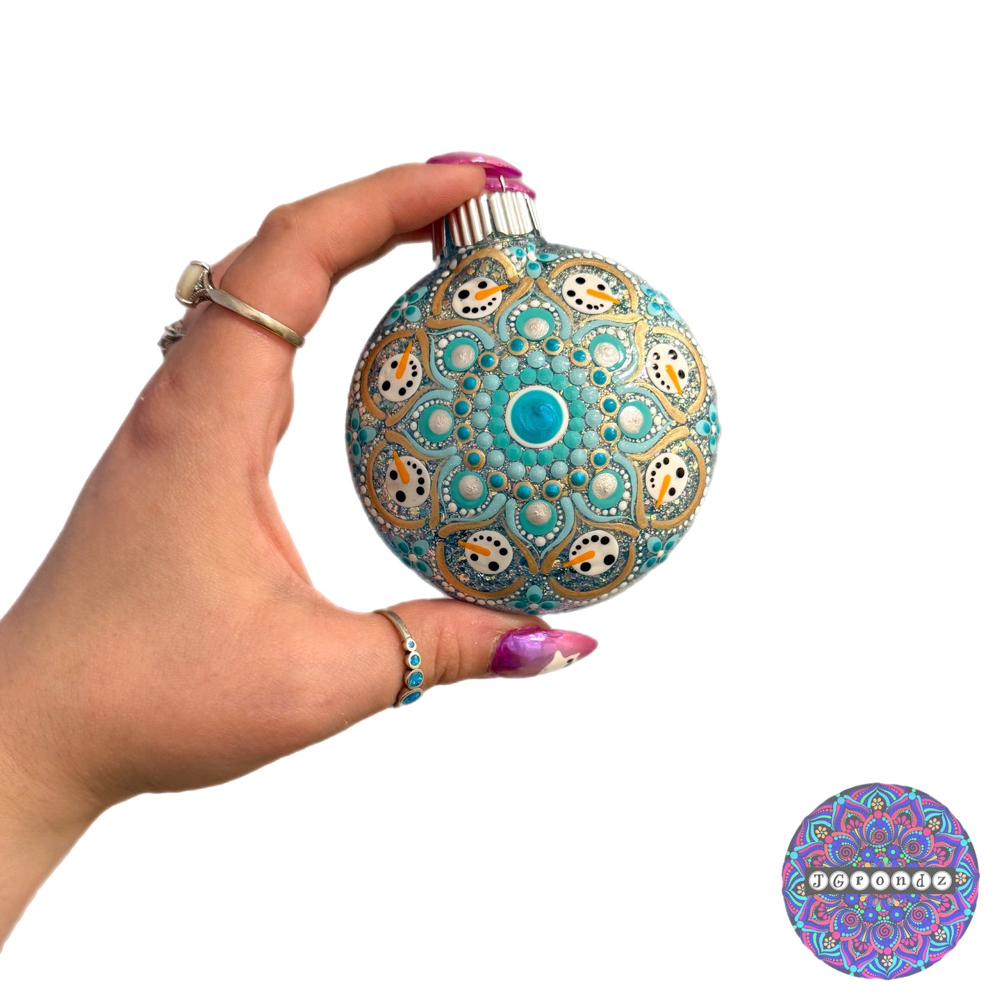 3” Snowman Mandala Glitter Ornament