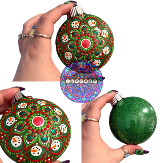 3” Snowman Mandala Glitter Ornament