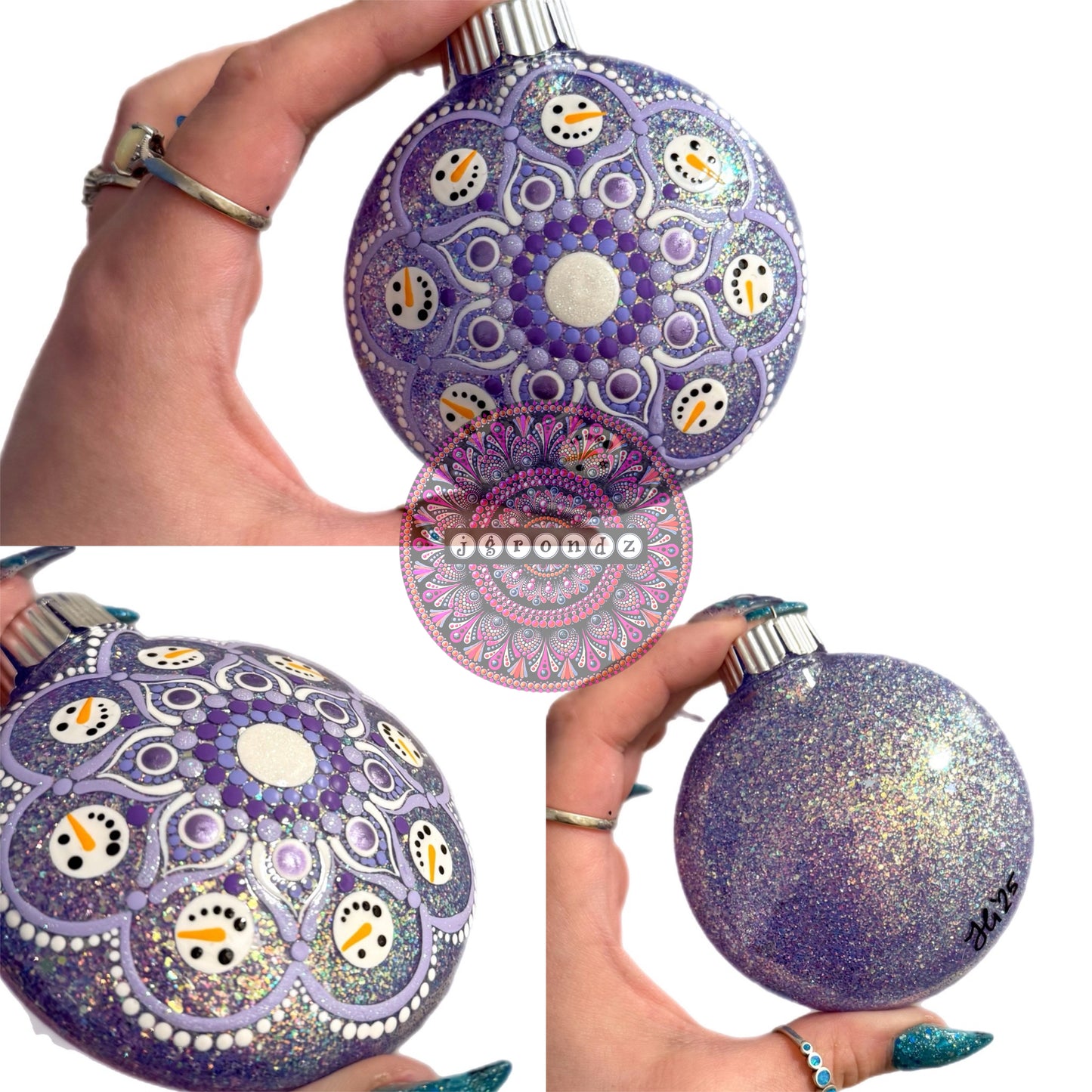 3” Snowman Mandala Glitter Ornament