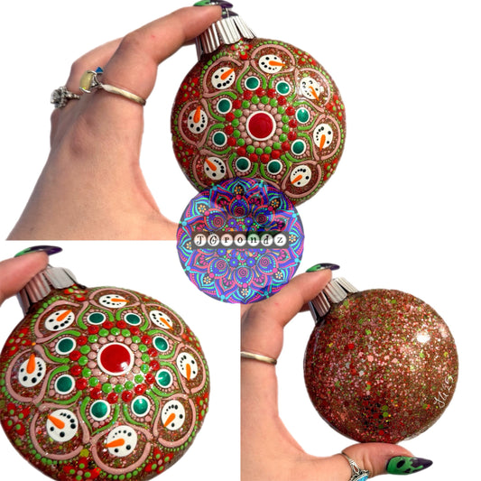 3” Snowman Mandala Glitter Ornament