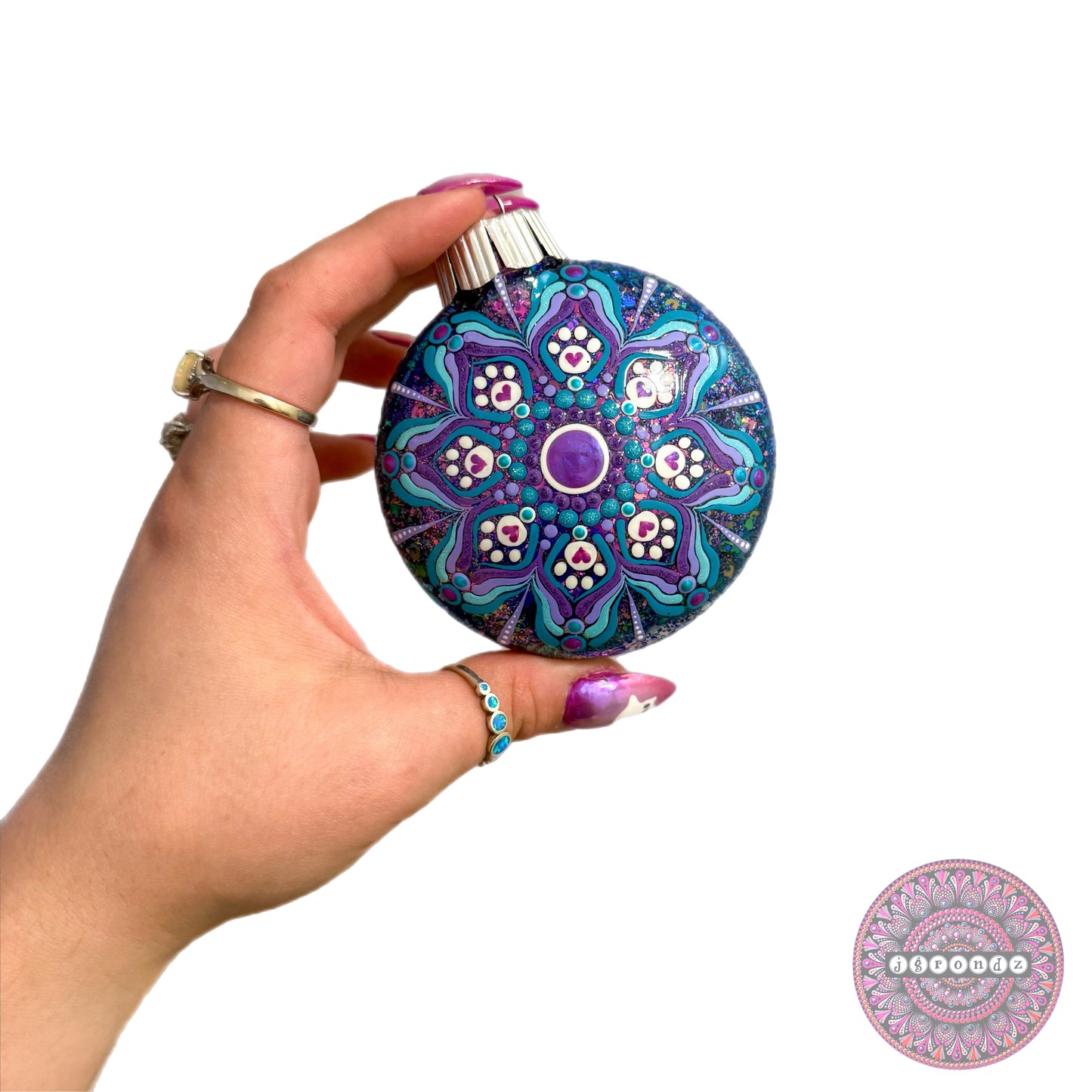 3” Paw Print Mandala Glitter Ornament