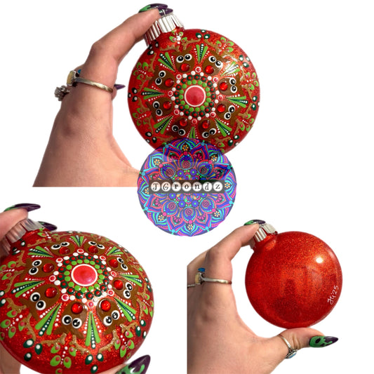 3” Rudolph Mandala Glitter Ornament