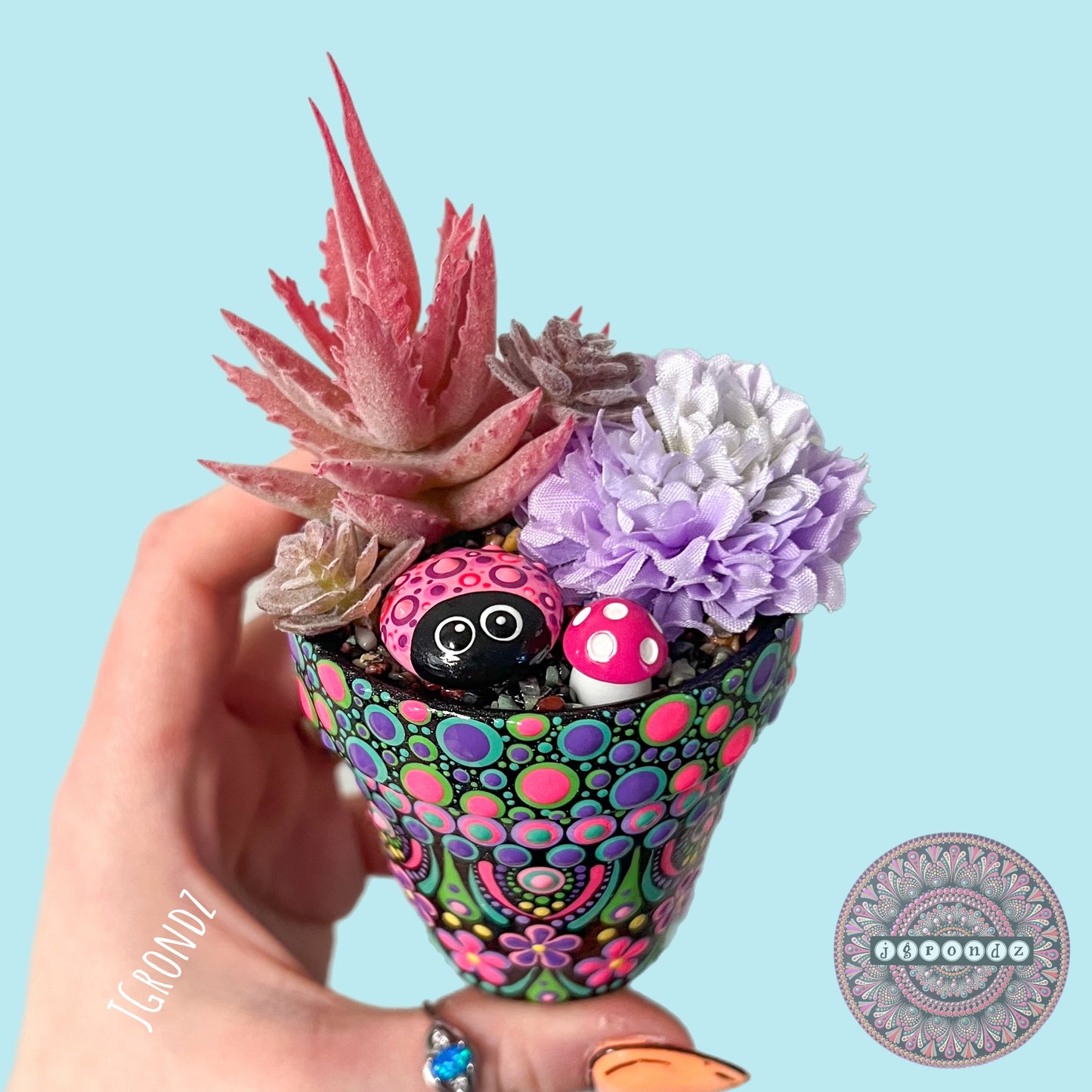 Hoppy Pot - Spring/Easter Painted Succulent Pot