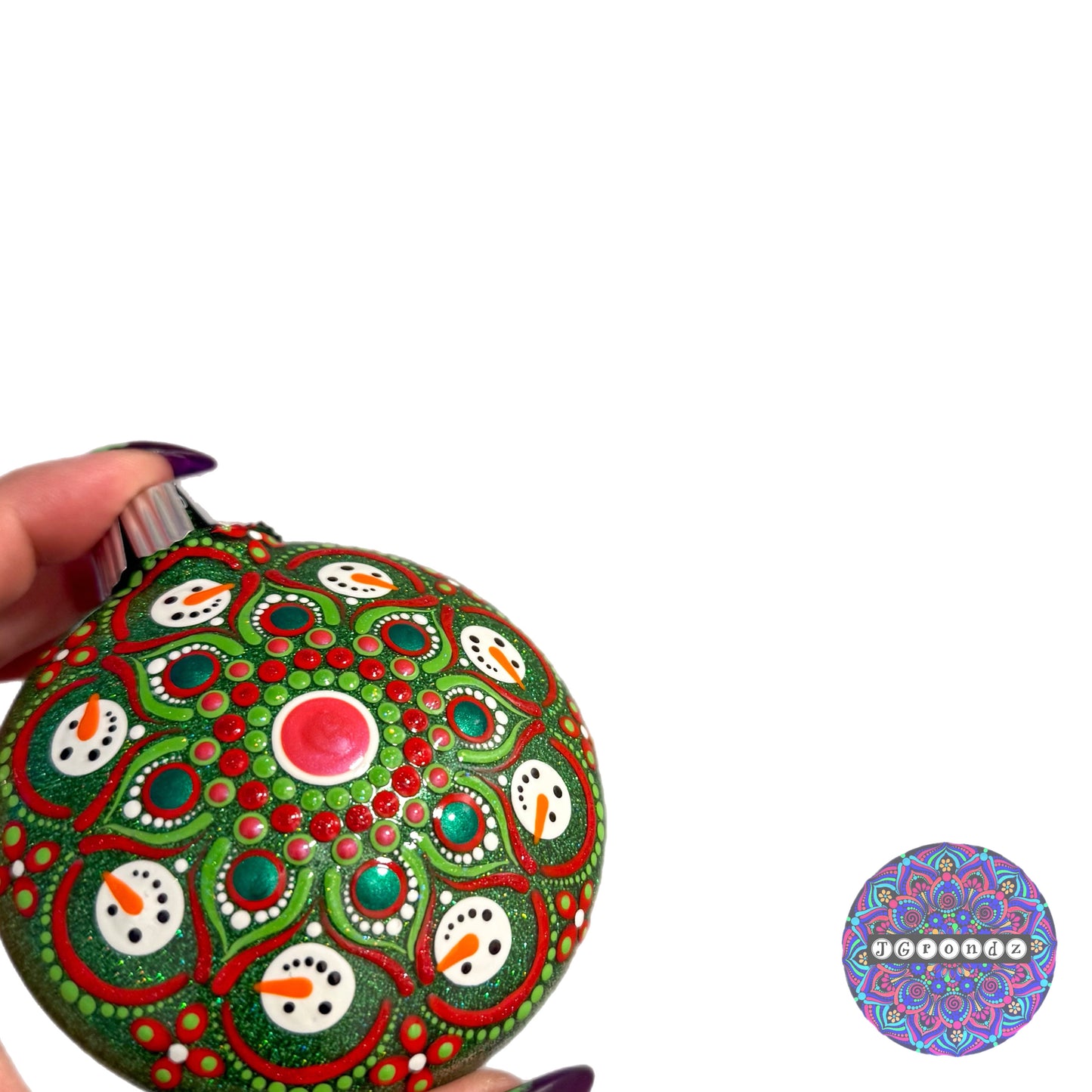 3” Snowman Mandala Glitter Ornament