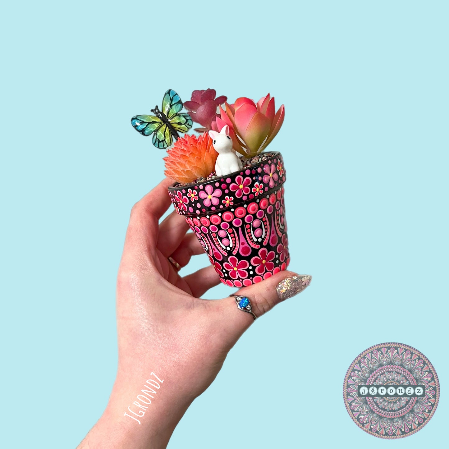 Hoppy Pot - Spring/Easter Painted Succulent Pot