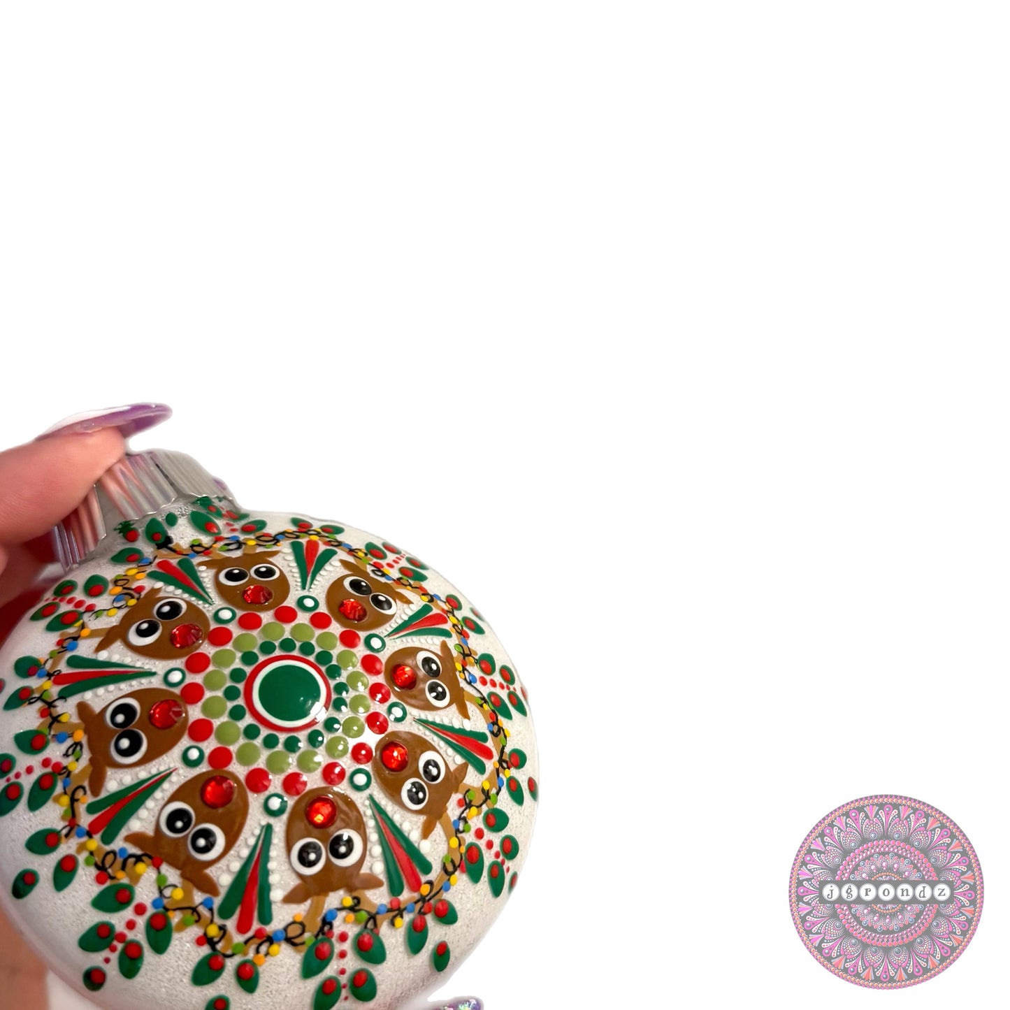 3” Rudolph Mandala Glitter Ornament