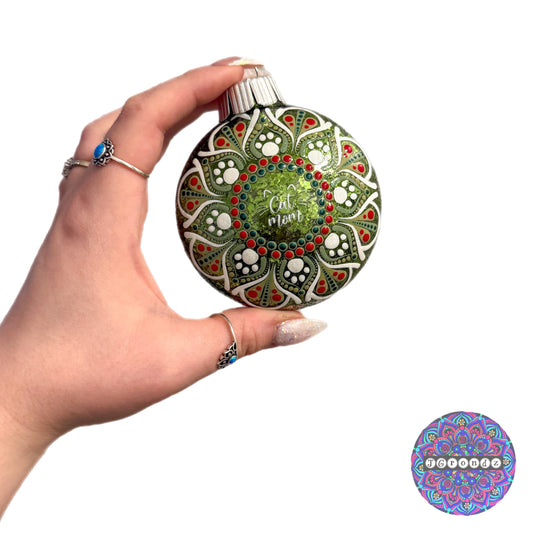 3” Cat Mom Mandala Glitter Ornament