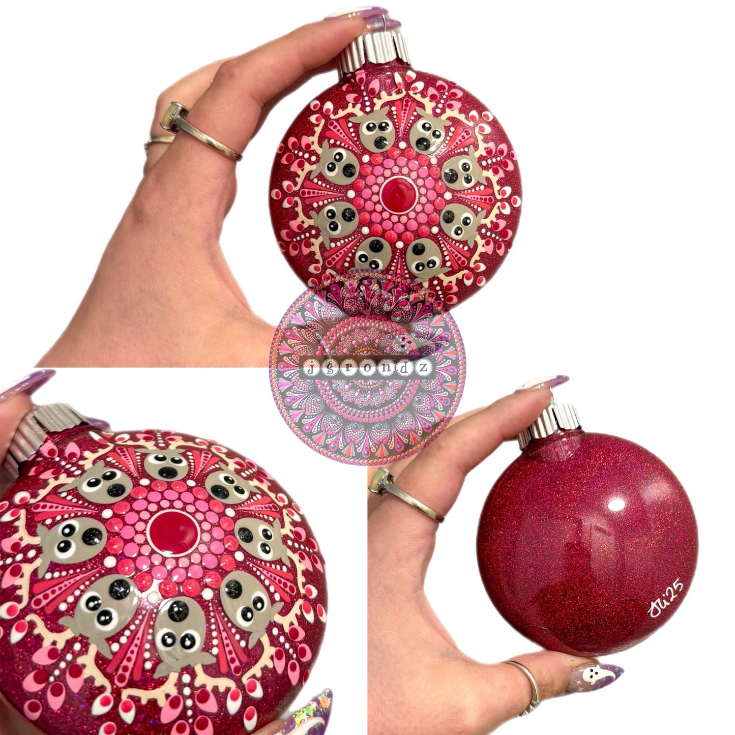 3” Reindeer Mandala Glitter Ornament