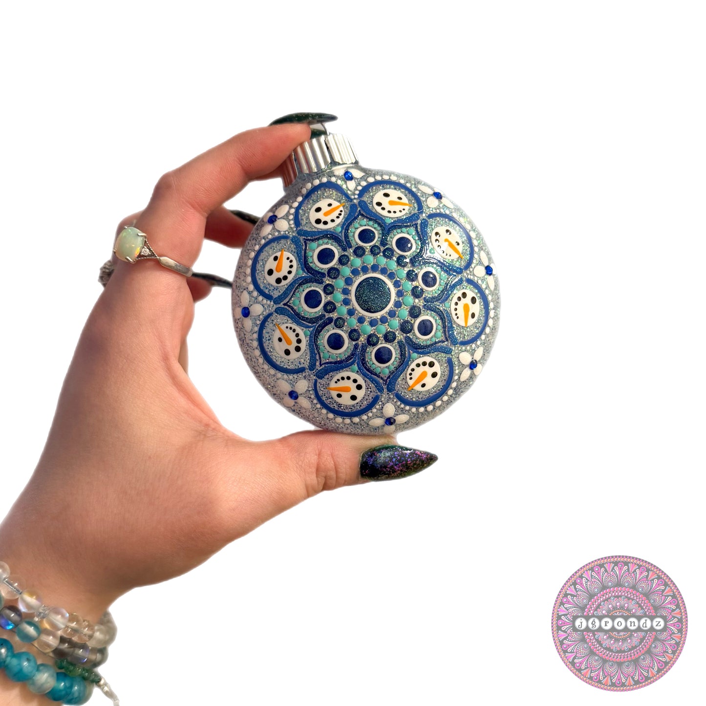 3” Snowman Mandala Glitter Ornament