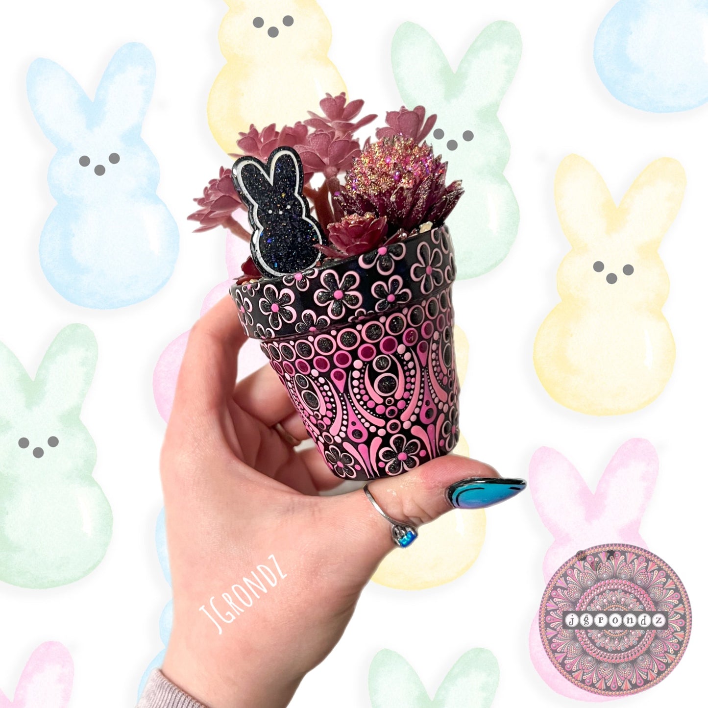 Hoppy Pot - Spring/Easter Painted Succulent Pot