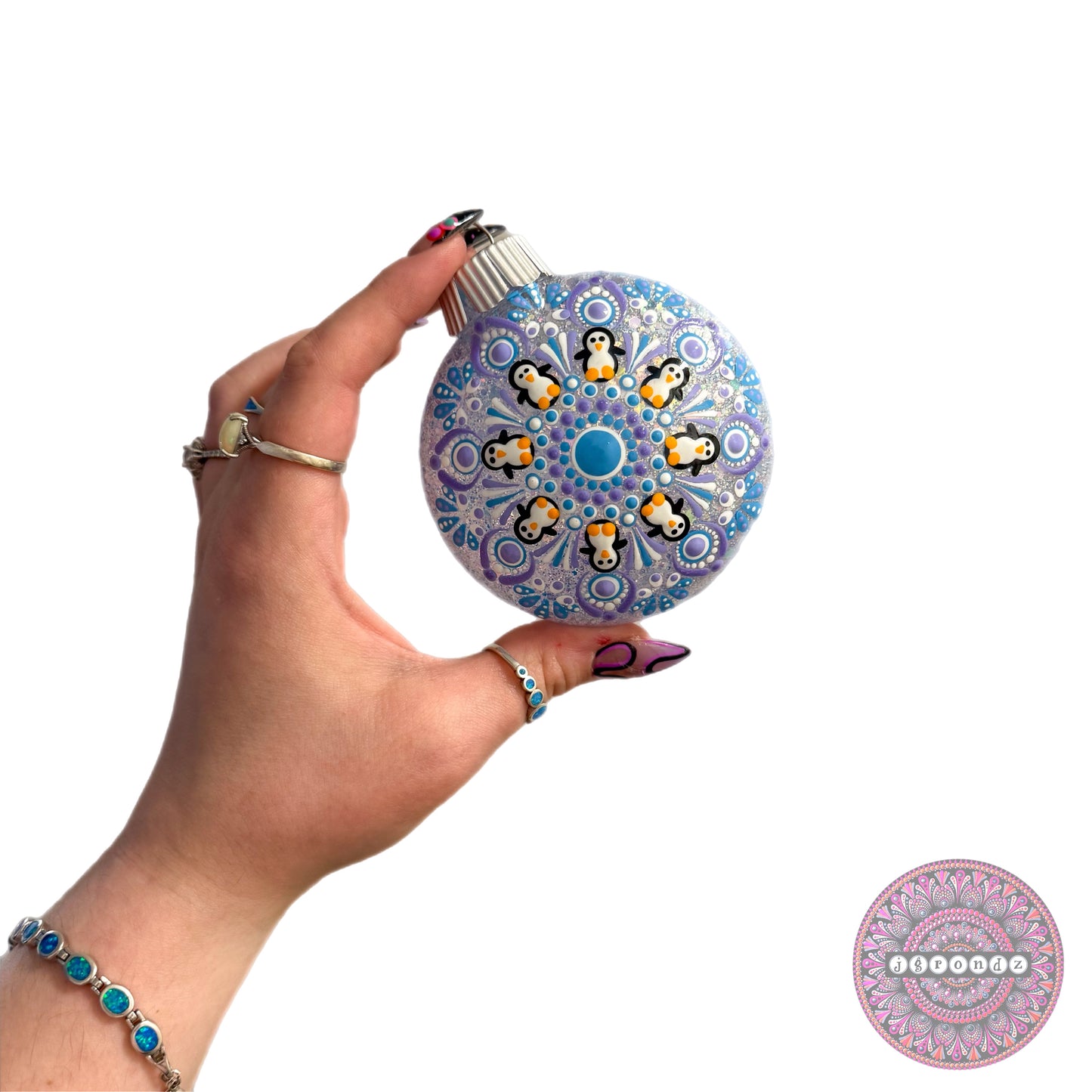 3” Penguin Mandala Glitter Ornament