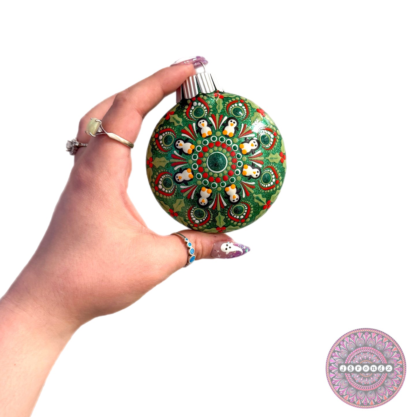 3” Penguin Mandala Glitter Ornament
