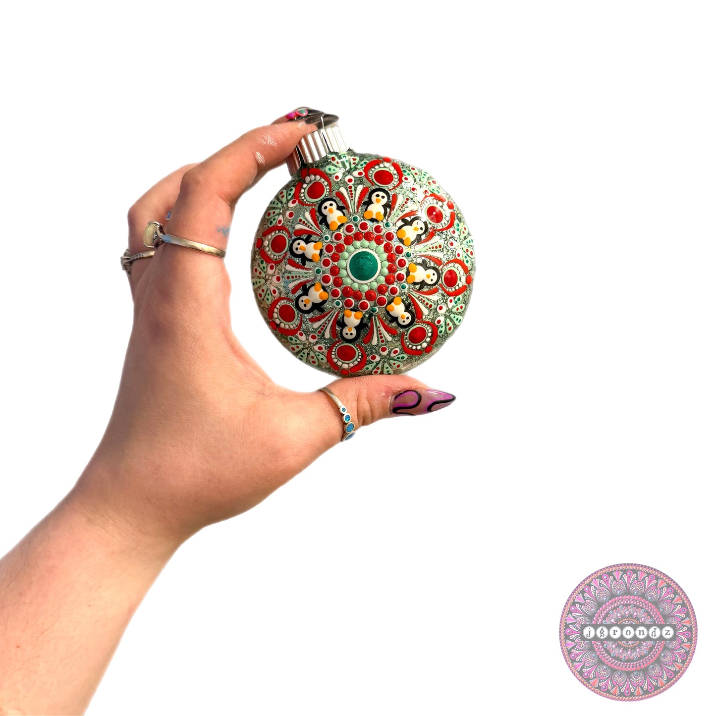 3” Penguin Mandala Glitter Ornament