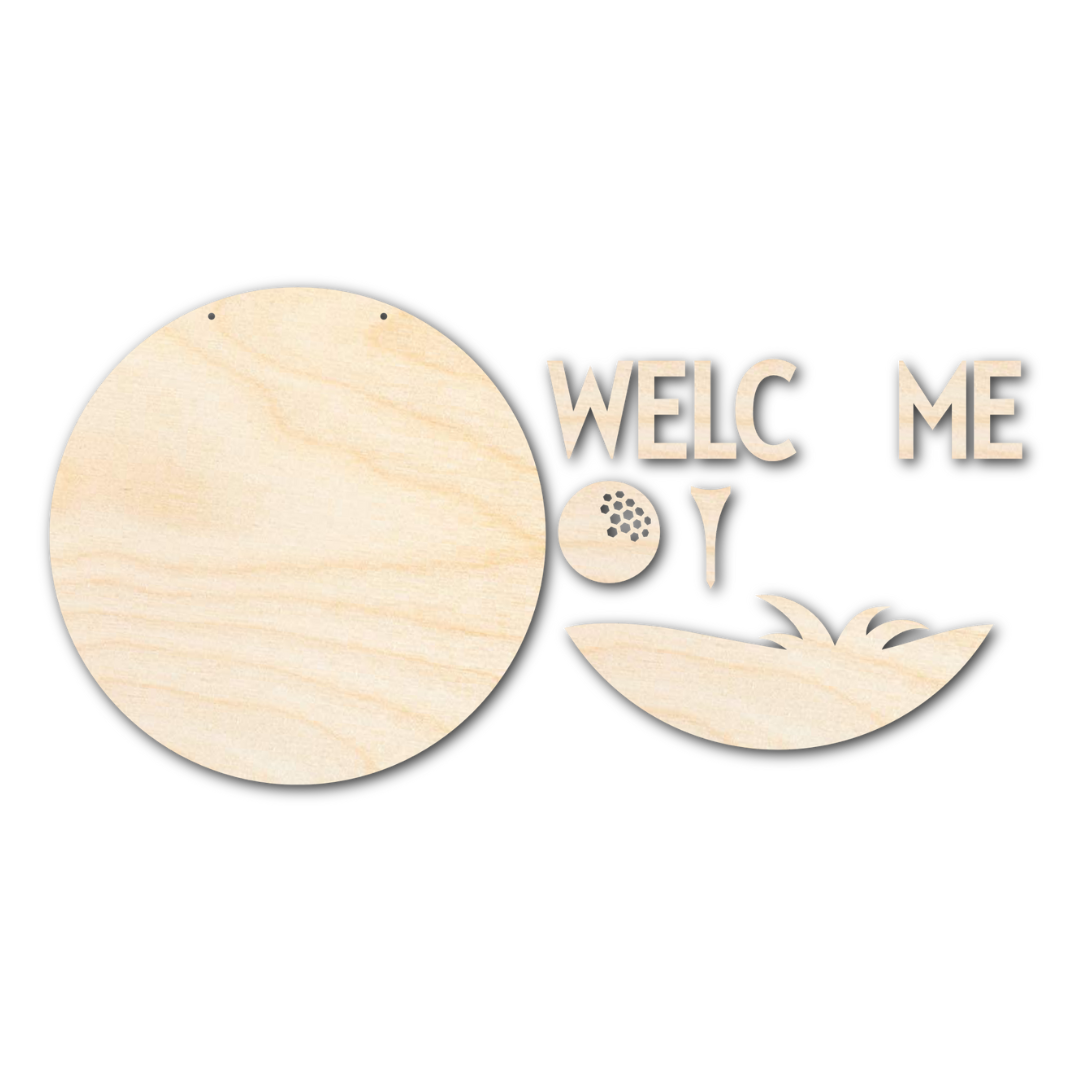 Unfinished Wood Golf Welcome Door Sign Kit | Wood Craft Cutouts | 1/4" Thick |