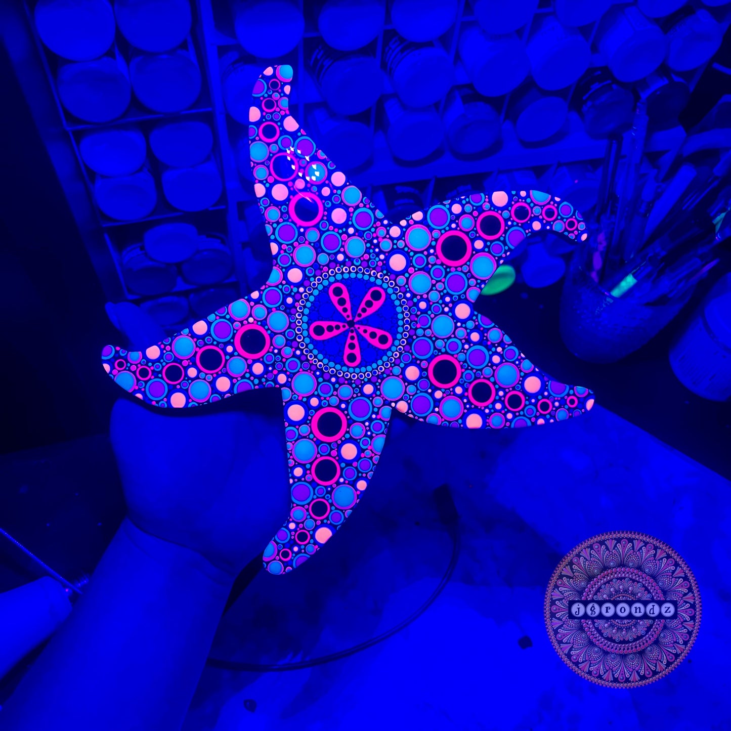 BLACK LIGHT Starfish painting