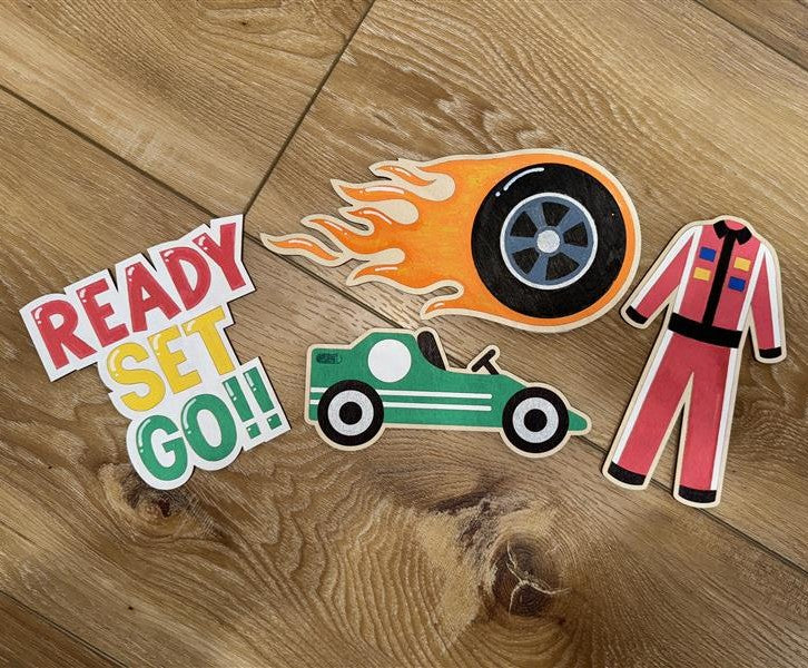 Unfinished Wood Etched Ready Set Go Shape | Paint By Line Crafts | up to 30" DIY