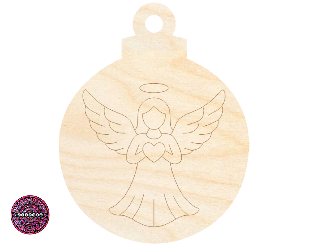 Unfinished Wood Etched Angel Ornament Shape | JGrondz | Paint By Line Crafts | up to 30" DIY