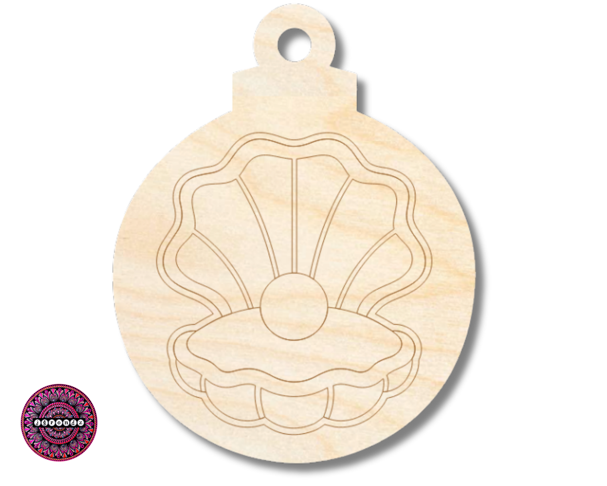 Unfinished Wood Etched Clam Shell Ornament Shape | JGrondz | Paint By Line Crafts | up to 30" DIY