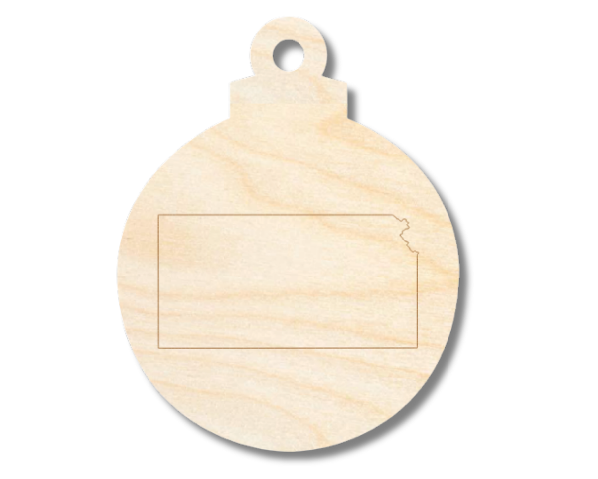 Unfinished Wood Etched Kansas Ornament Shape | Paint By Line Crafts | up to 30" DIY