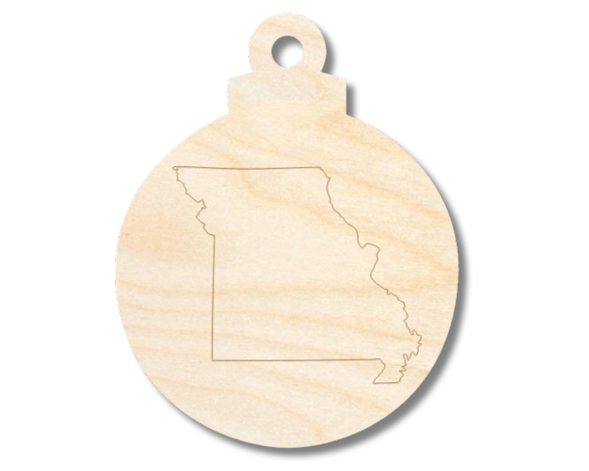 Unfinished Wood Etched Missouri Ornament Shape | Paint By Line Crafts | up to 30" DIY