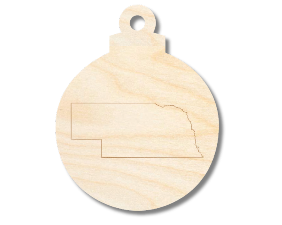 Unfinished Wood Etched Nebraska Ornament Shape | Paint By Line Crafts | up to 30" DIY