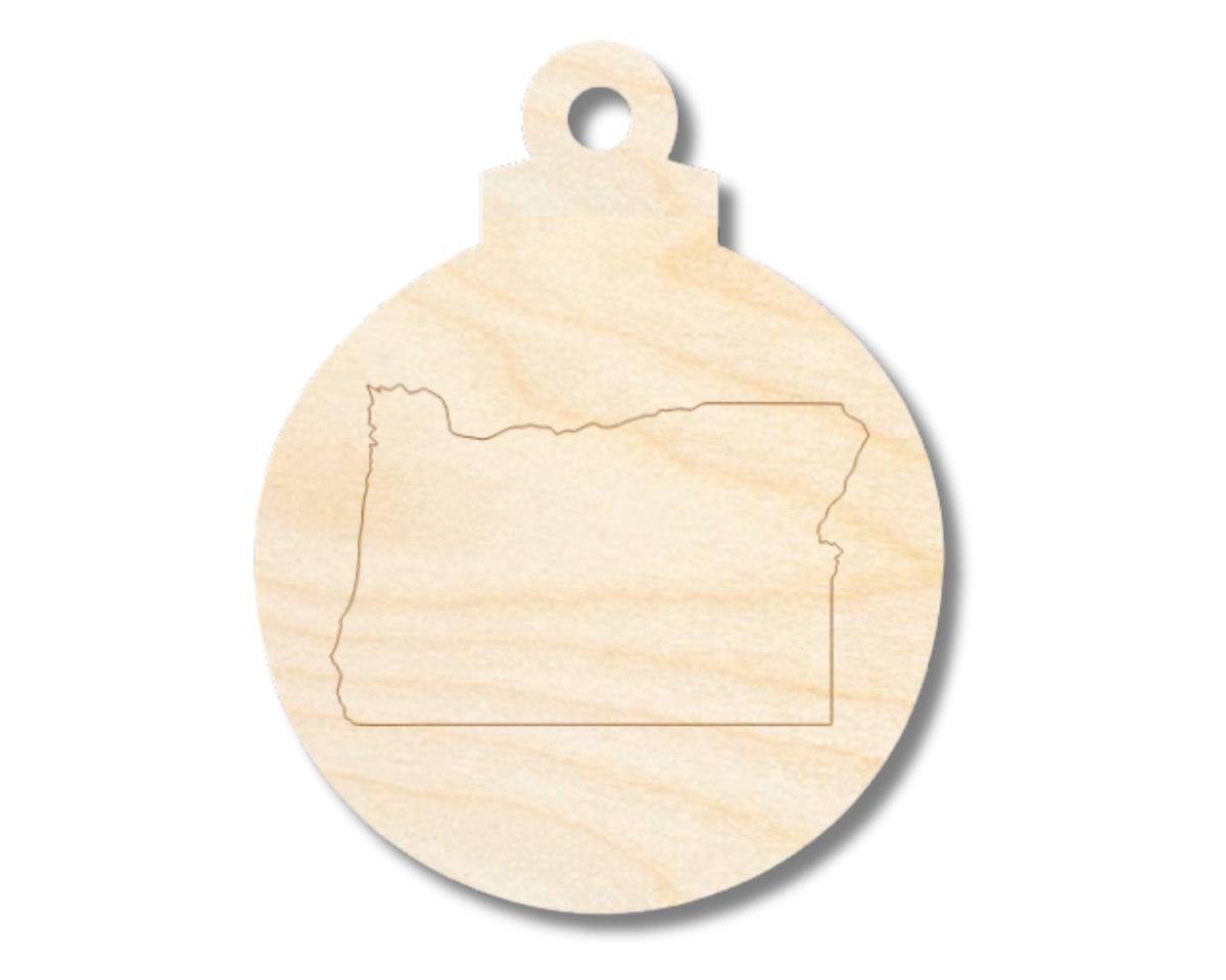 Unfinished Wood Etched Oregon Ornament Shape | Paint By Line Crafts | up to 30" DIY
