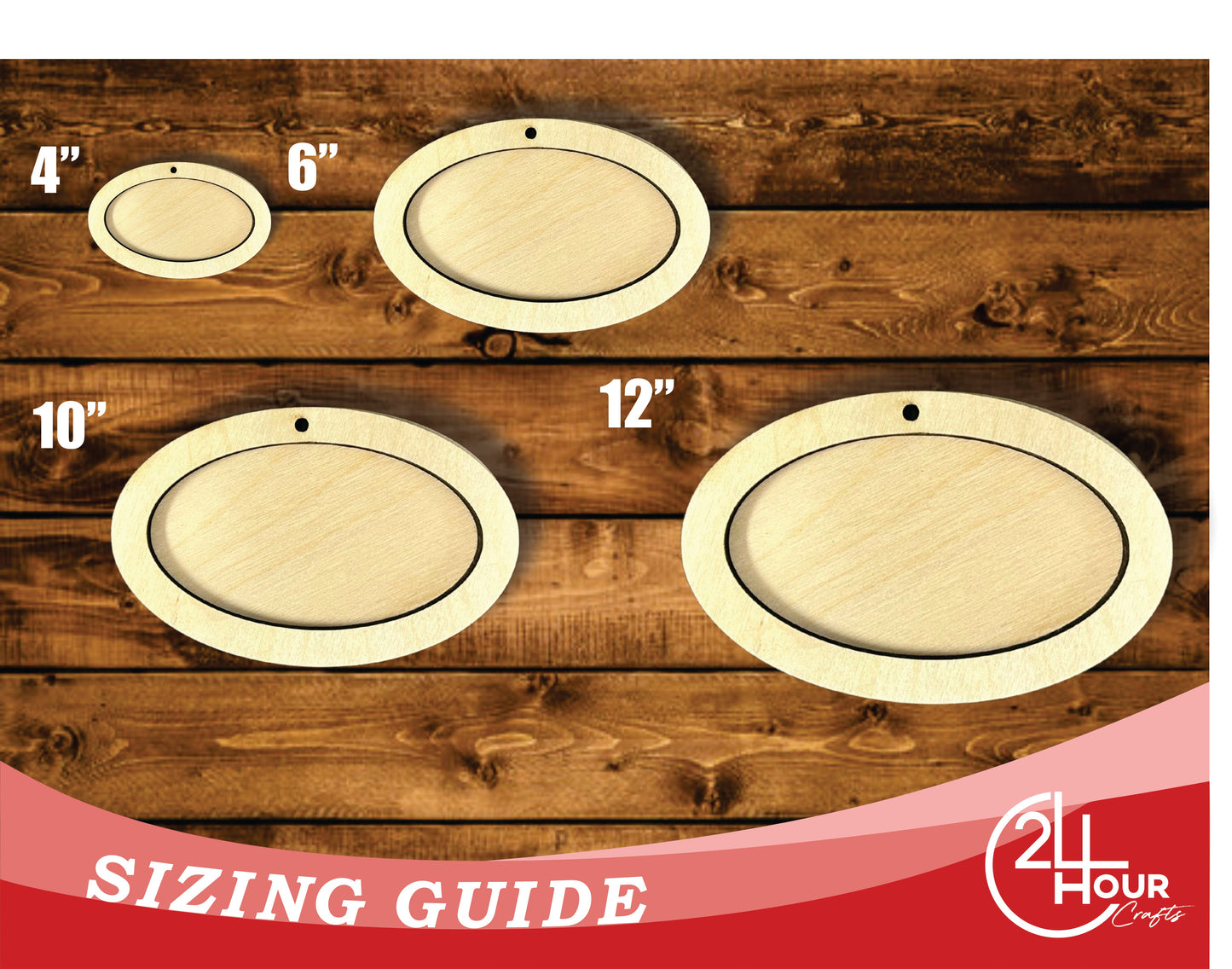 Unfinished Wood 2 Layer Oval Shadowbox Shape | DIY Craft Cutout | up to 46" DIY