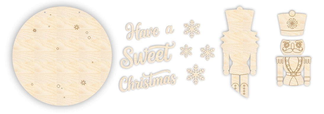 Unfinished Wood Nutcracker Sweet Christmas Door Sign Kit | Wood Craft Cutouts | 1/4" Thick |
