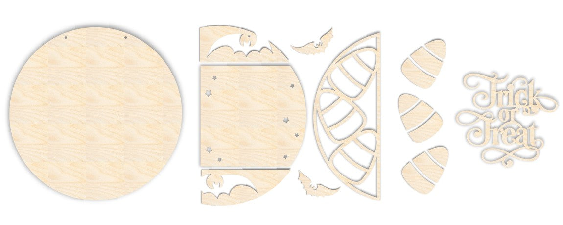 Unfinished Wood Trick or Treat Door Sign Kit | Wood Craft Cutouts | 1/4" Thick |