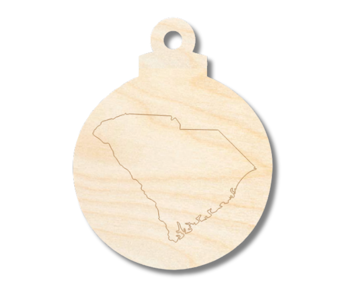 Unfinished Wood Etched South Carolina Ornament Shape | Paint By Line Crafts | up to 30" DIY