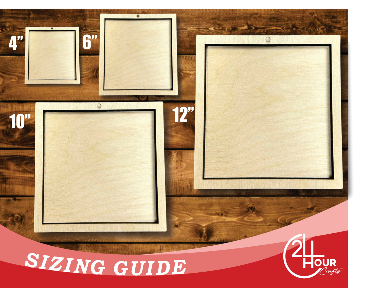 Unfinished Wood 2 Layer Square Shadowbox Shape | DIY Craft Cutout | up to 46" DIY