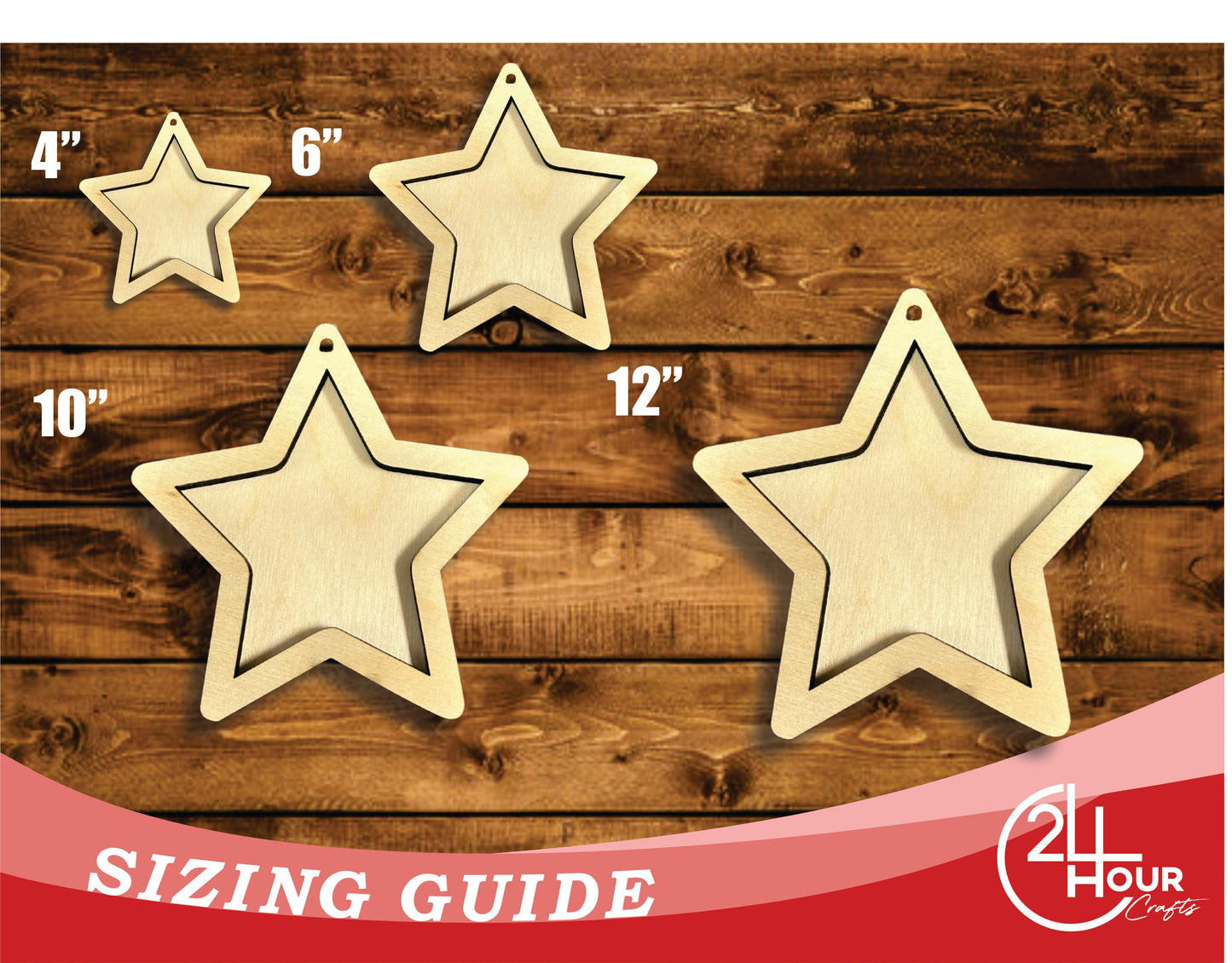 Unfinished Wood 2 Layer Star Shadowbox Shape | DIY Craft Cutout | up to 46" DIY