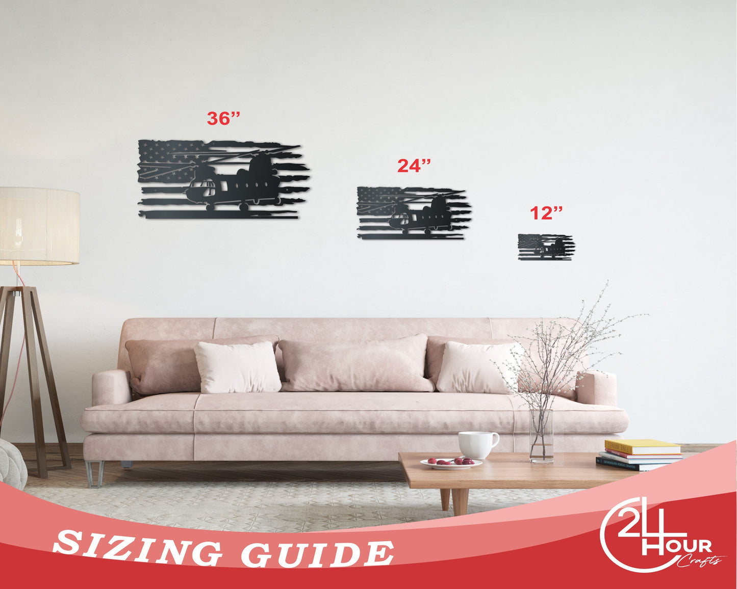 Metal USA Army Helicopter Wall Art | Patriotic Military Veteran | Indoor Outdoor | Up to 36" | Over 20 Color Options