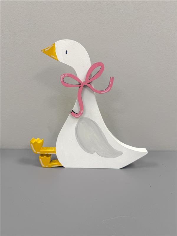 Unfinished Wood Layered and Etched Sitting Goose Shelf Sitter | 2pc | 8" Tall | 1/2" & 1/4" Wood | Wood Craft DIY