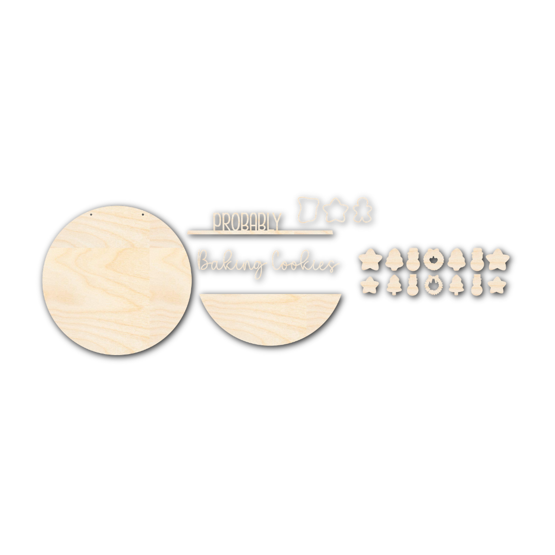 Unfinished Wood Baking Cookies Door Sign Kit | Wood Craft Cutouts | 1/4" Thick |
