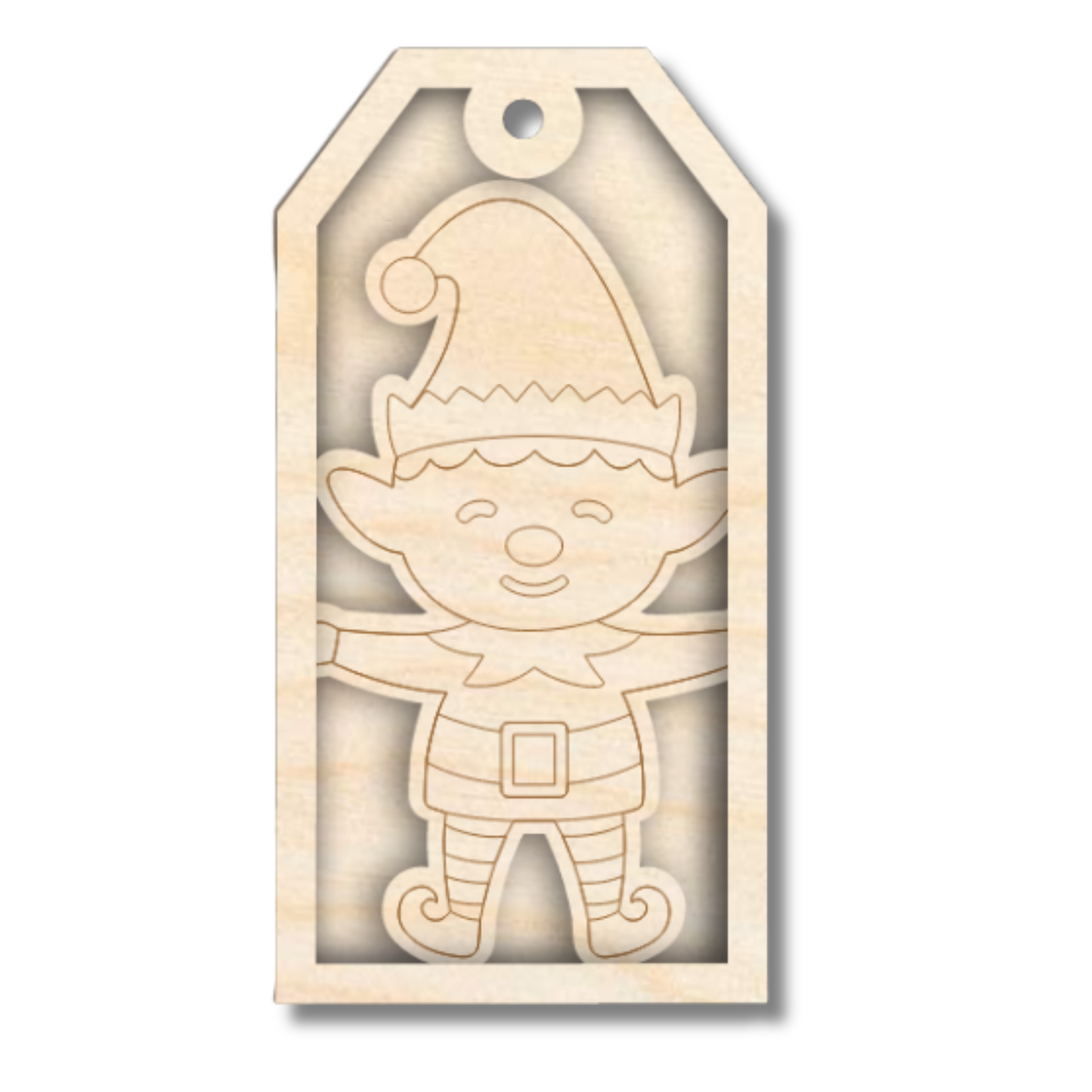 Unfinished Wood Layered Christmas Gift Tags | 14 Options | 3 Piece | 4"-6" Tall | 1/8" Wood | Wood Craft DIY