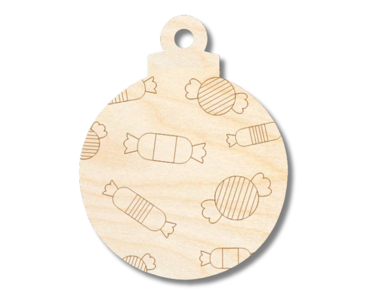 Unfinished Wood Etched Candy Ornament Shape | Paint By Line Crafts | up to 30" DIY