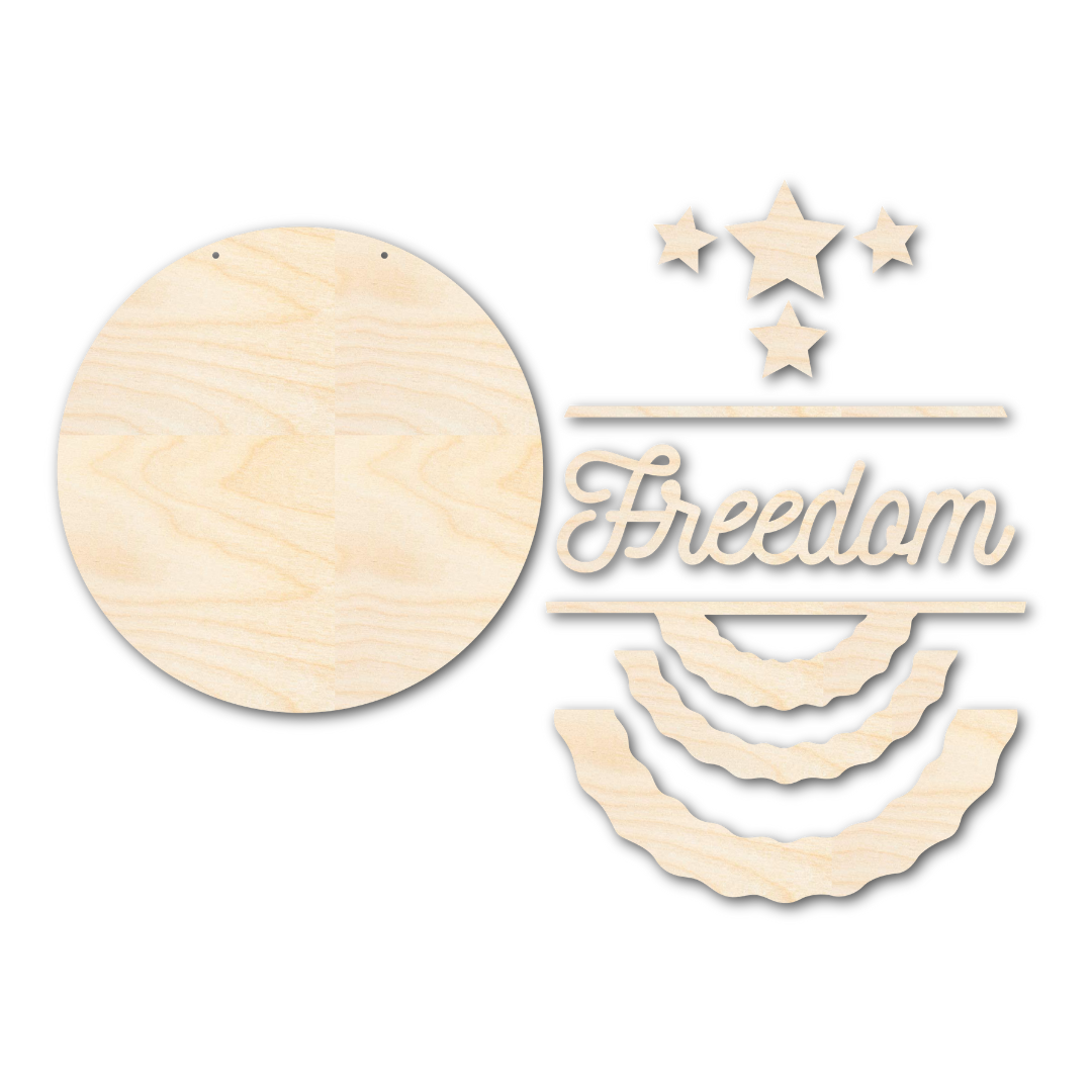 Unfinished Wood Freedom Door Sign Kit | Wood Craft Cutouts | 1/4" Thick |