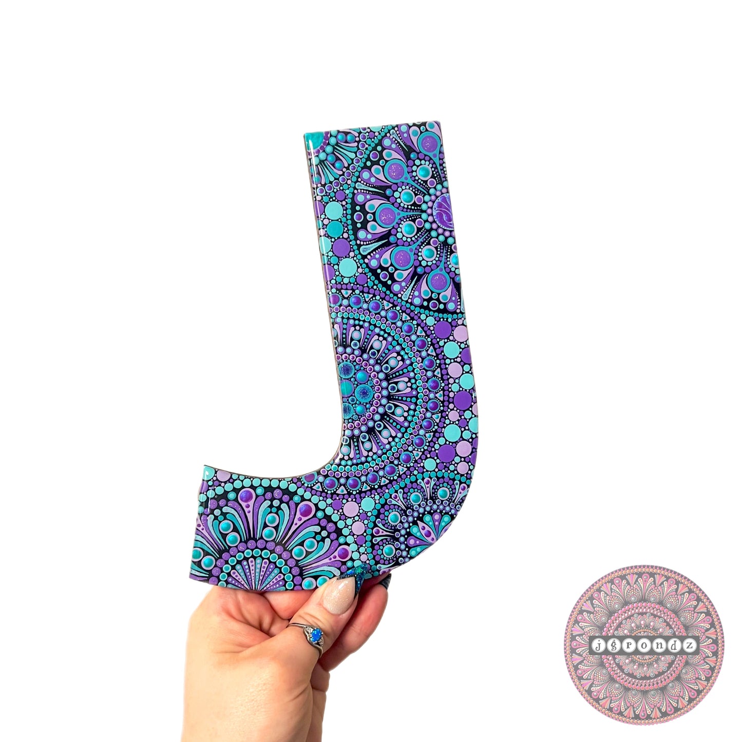 Letter Mandala “J” Resin & Dot Art