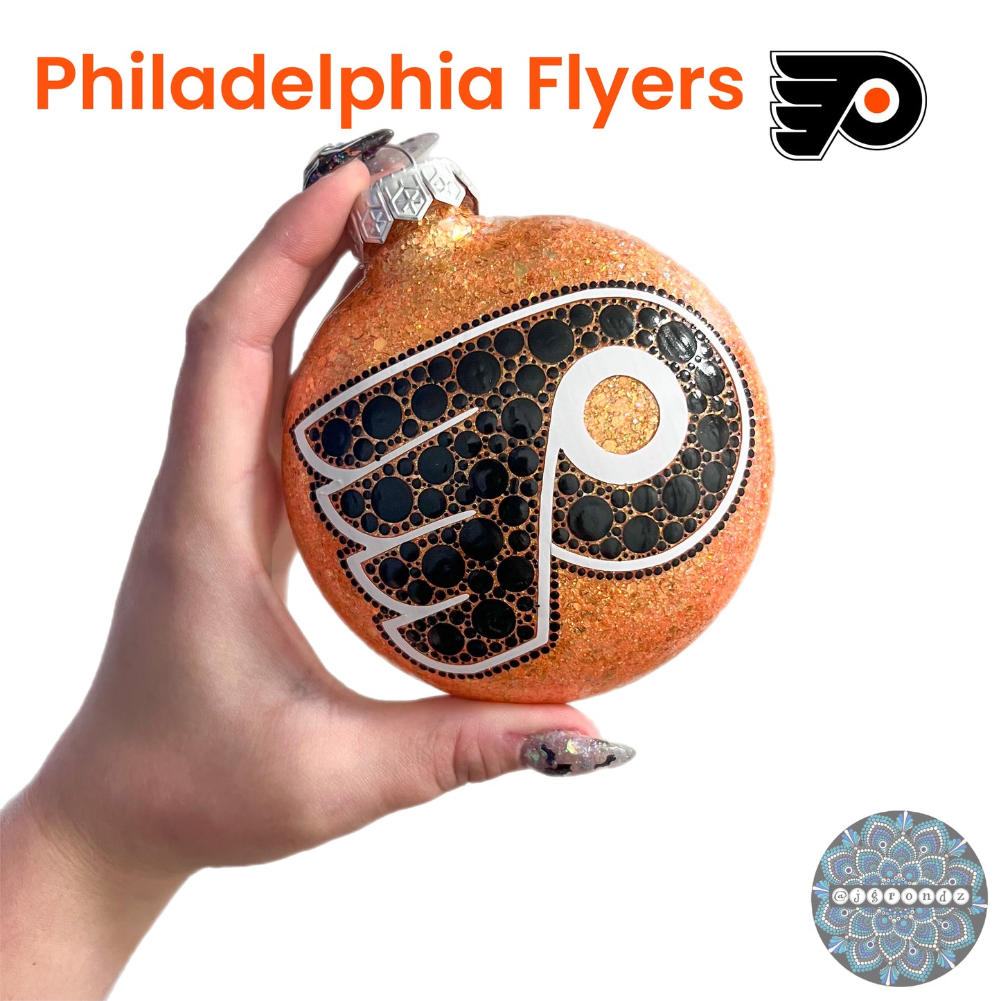 4” CUSTOM sports team Dot Art Glitter Ornament