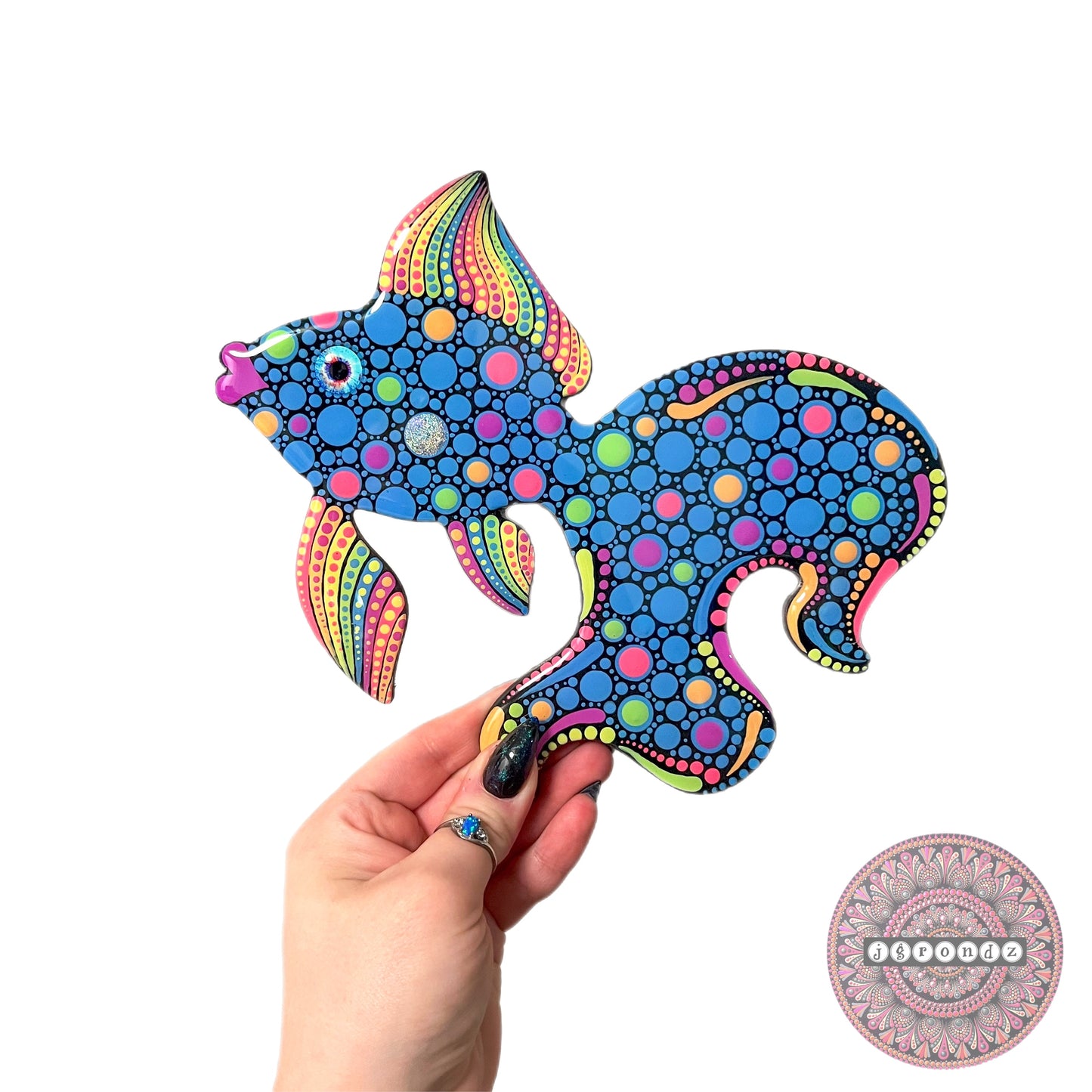 BLACK LIGHT painting Glow Rainbow Fish