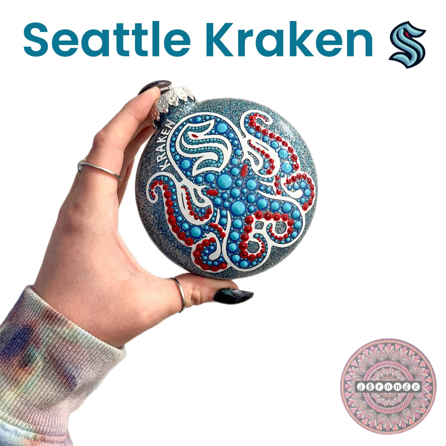 4” CUSTOM sports team Dot Art Glitter Ornament