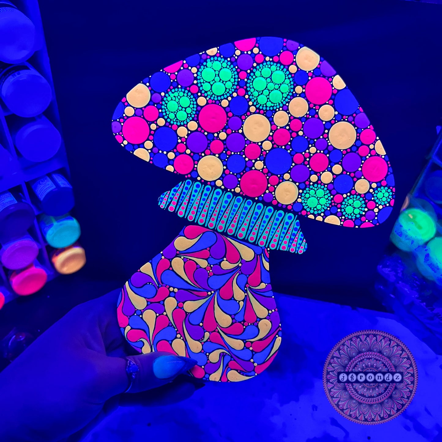 Copy of BLACK LIGHT painting Trippy Mushroom
