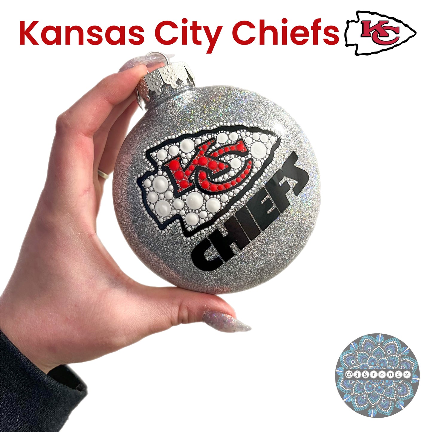 4” CUSTOM sports team Dot Art Glitter Ornament