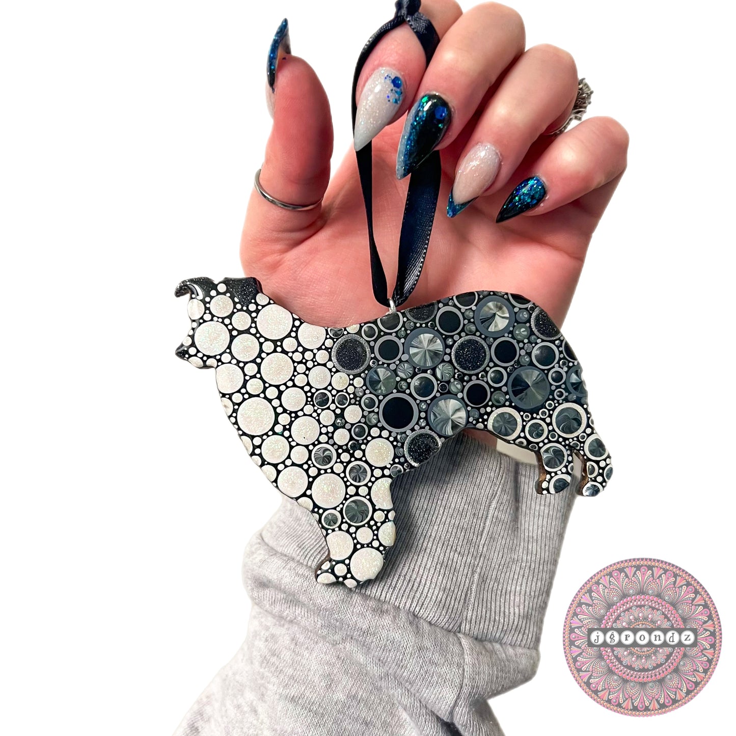 Aussie Dog Dot Art Wooden Ornament