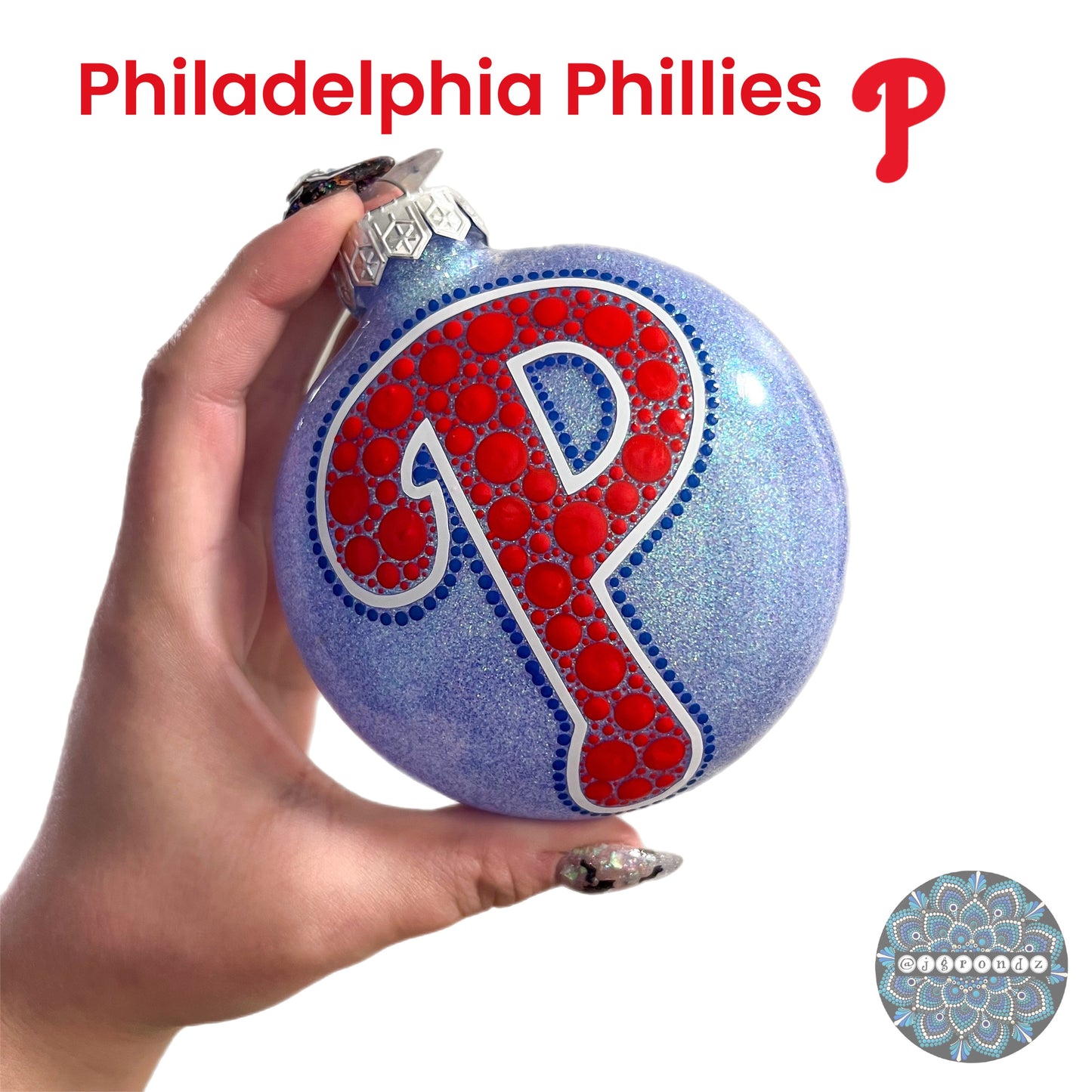 4” CUSTOM sports team Dot Art Glitter Ornament
