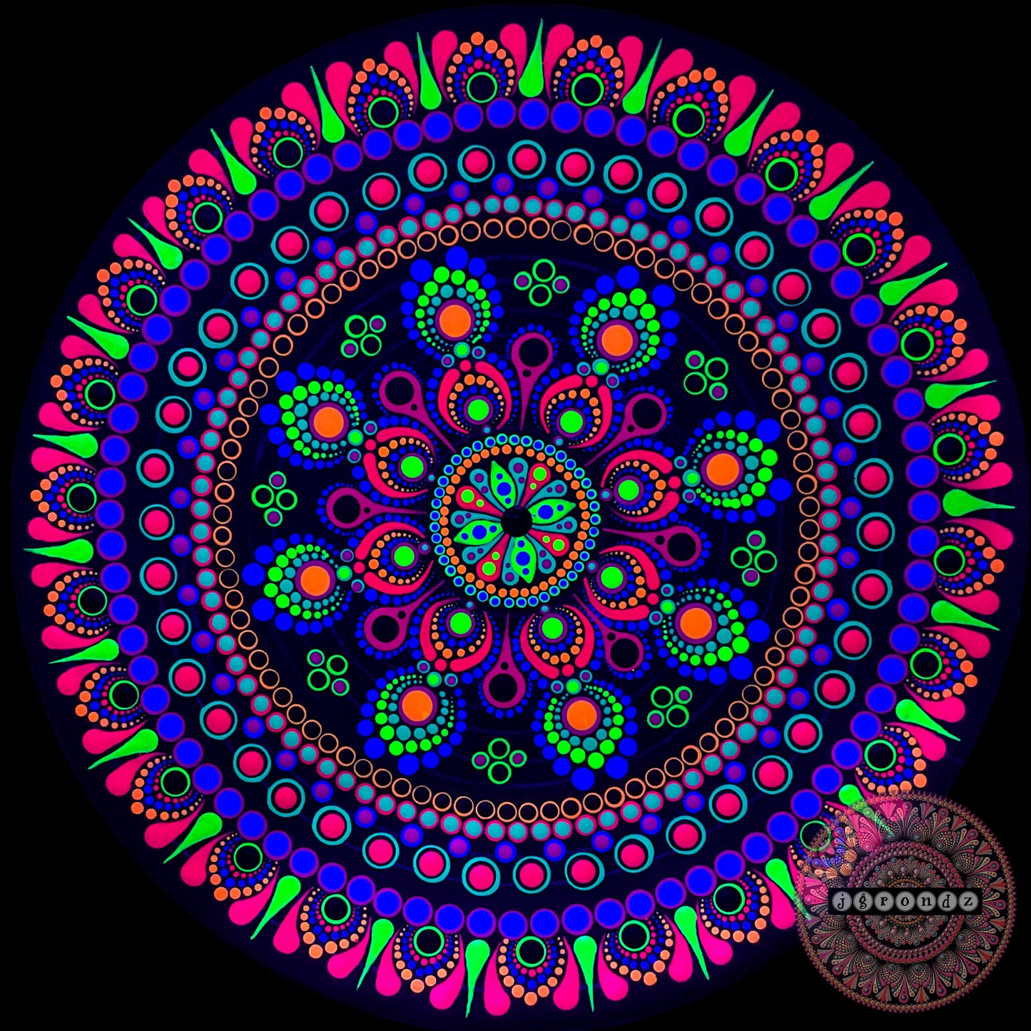 BLACK LIGHT Mandala painting