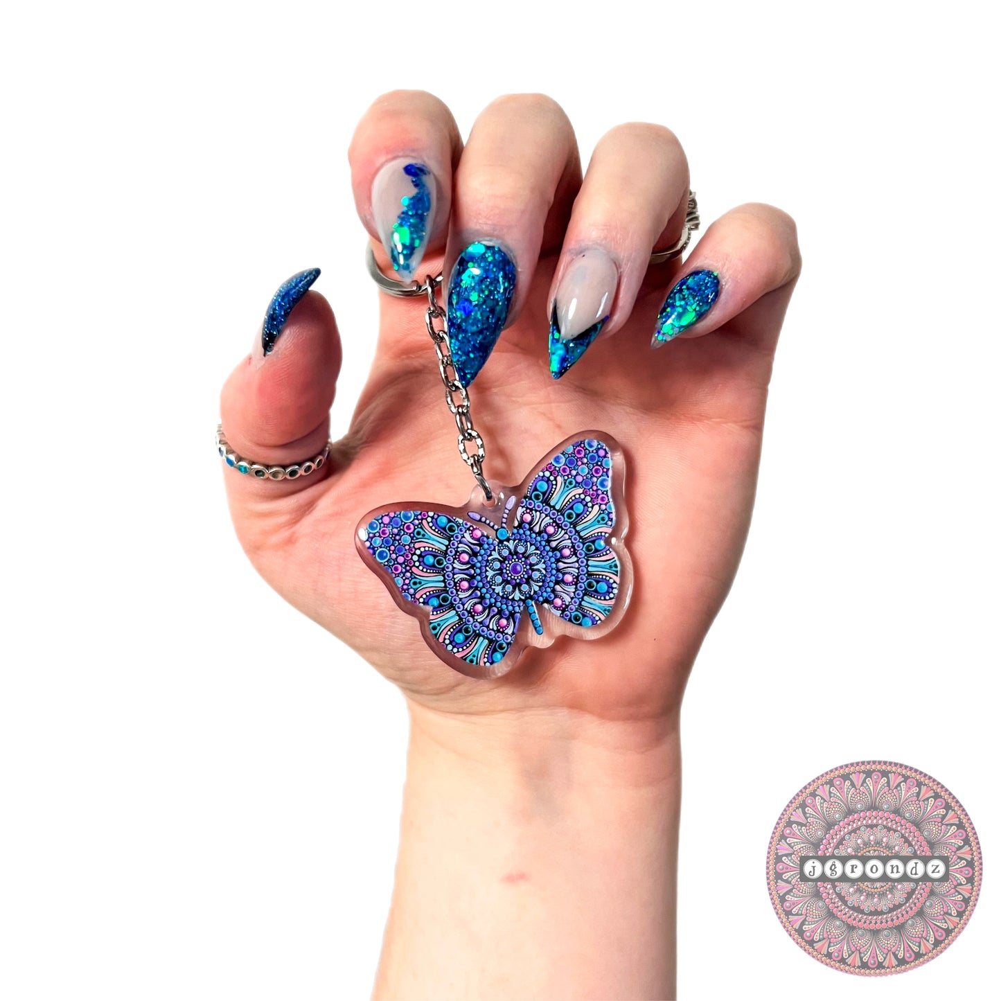 Double Sided Butterfly acrylic/epoxy printed keychain