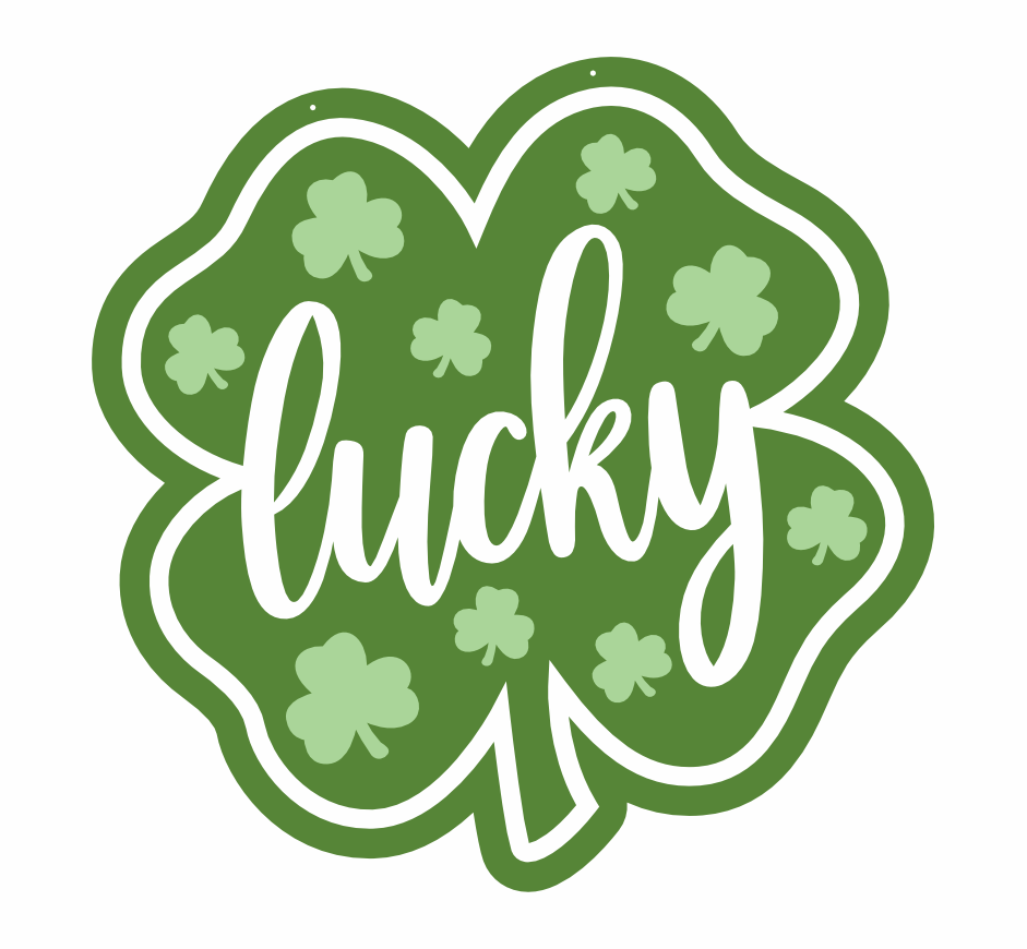 Unfinished Wood Four Leaf Clover Lucky Door Sign Kit | Wood Craft Cutouts | 1/4" Thick |